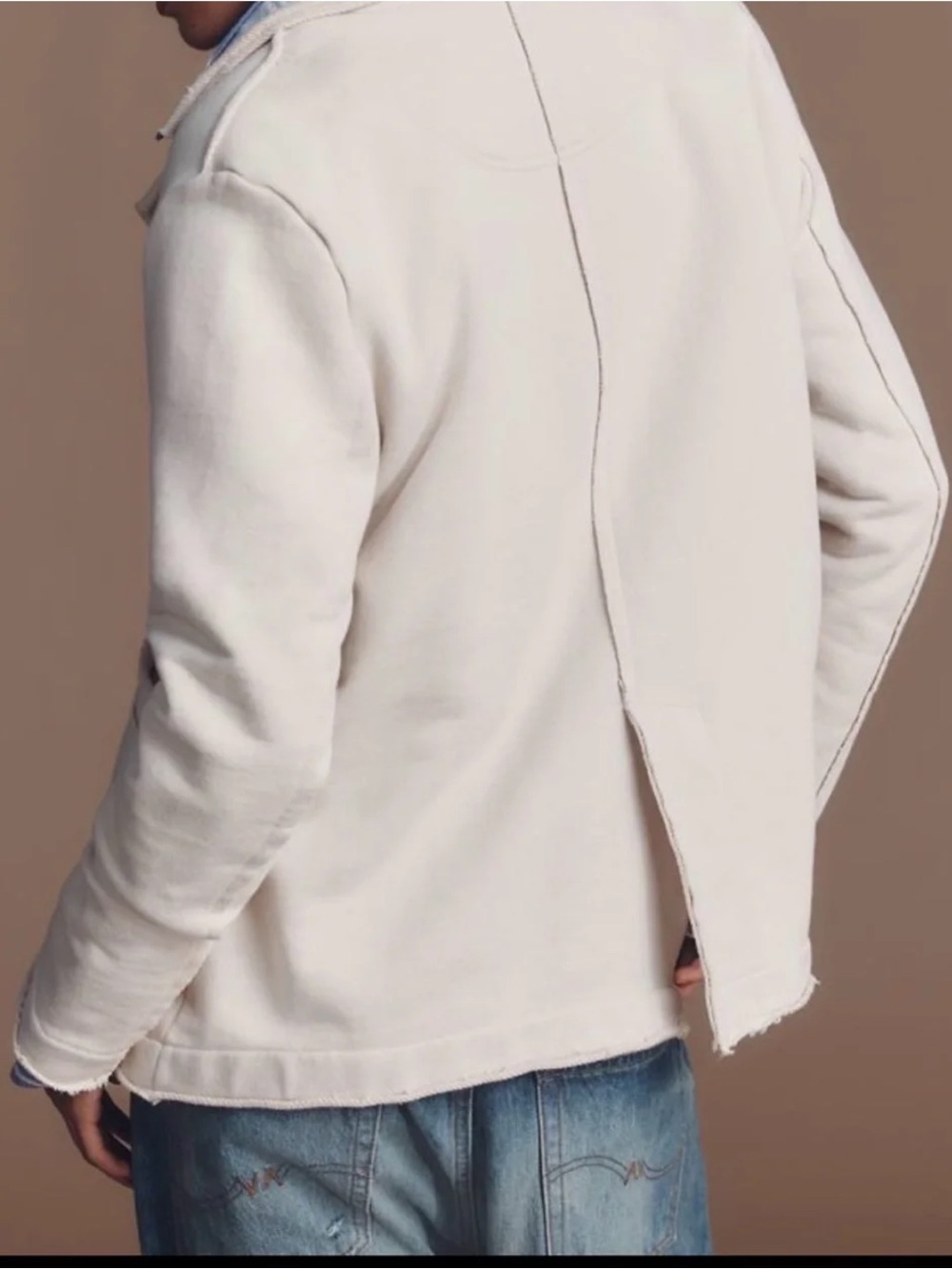 Pilcro x Anthropologie Knit Peacoat Jacket in Putty Size L - Picture 2 of 7